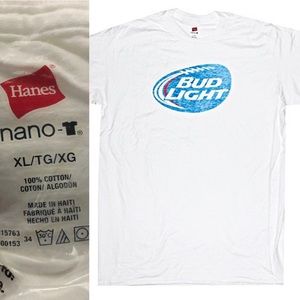 NIB Bud Light Beer FOOTBALL Hanes T shirt XL
